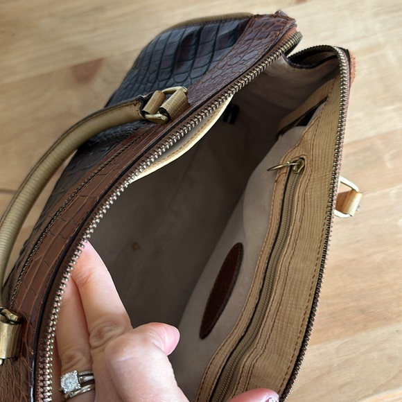 Brahmin  Baguette Brown and Tan Purse with Crocodile Pattern and Gold Hardware - Picture 15 of 15